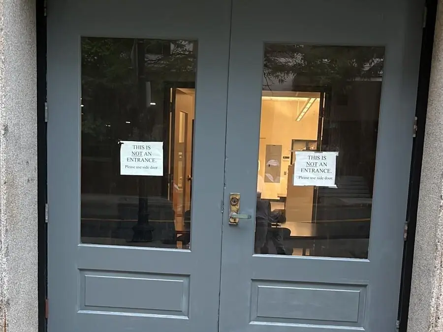 Gray entry doors after improvement
