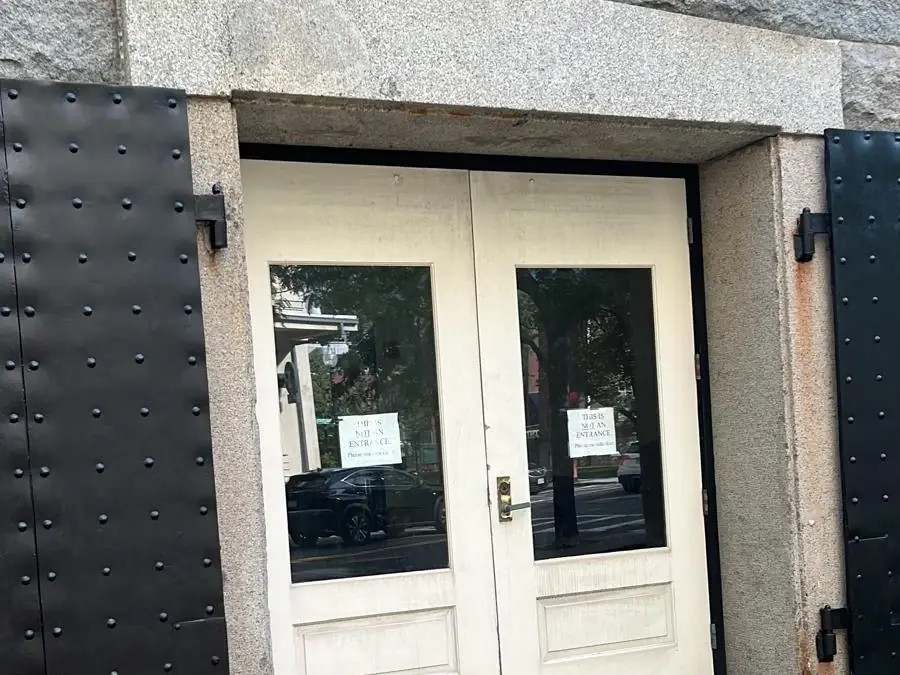 White entry doors before improvement